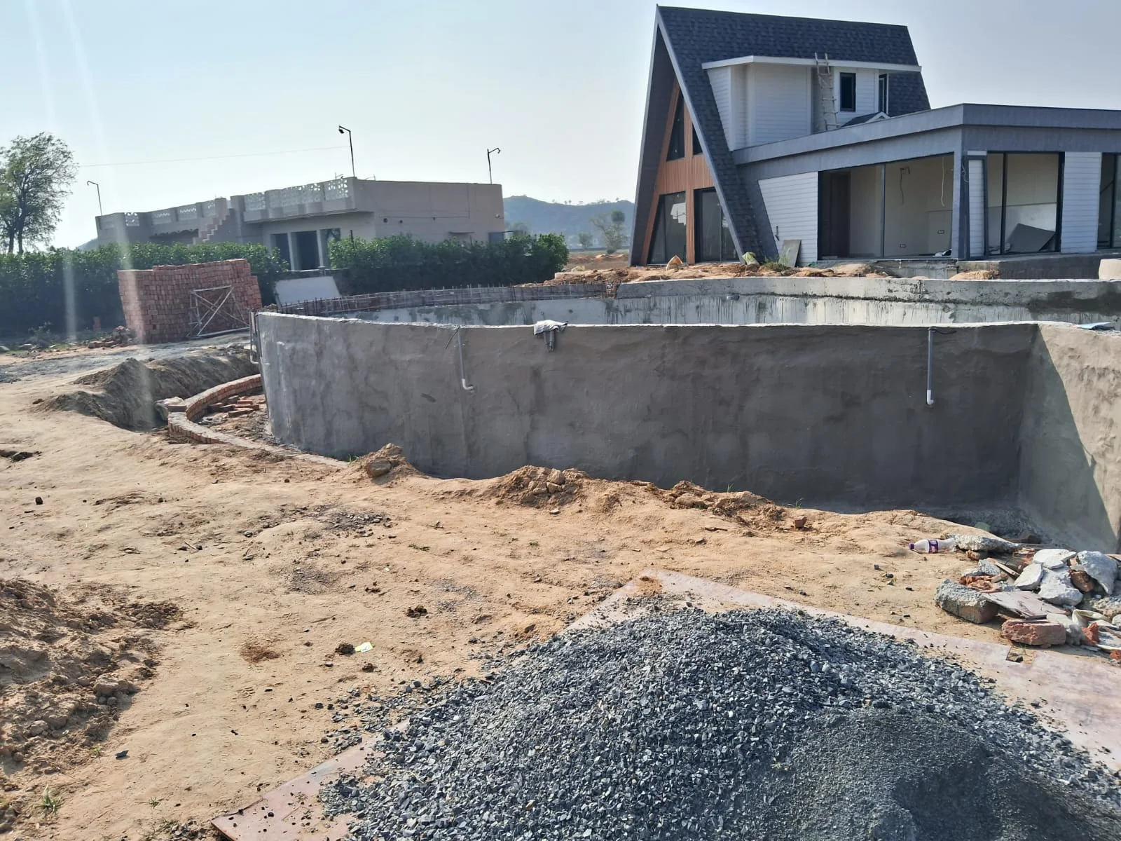 Residential Farmhouse Pool Under Construction